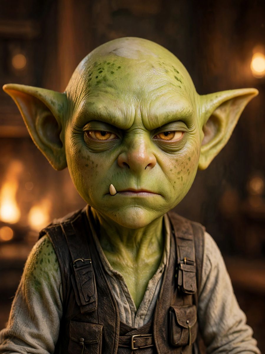 O Goblin com o aviso frio, pálpebras baixas